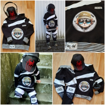 Patch / Aufnäher  - "Cool Cat" - Hintergrund schwarz